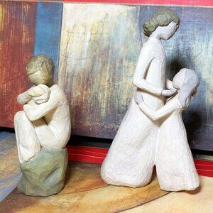 (2) WILLOW TREE FIGURINE SCULPTURE STATUE " GUARDIAN " & " MOTHER AND DAUGHTER "